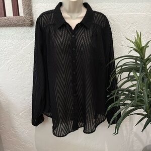 TORRID Women’s Black Sheer Long Sleeve Top Plus Size 2 EUC